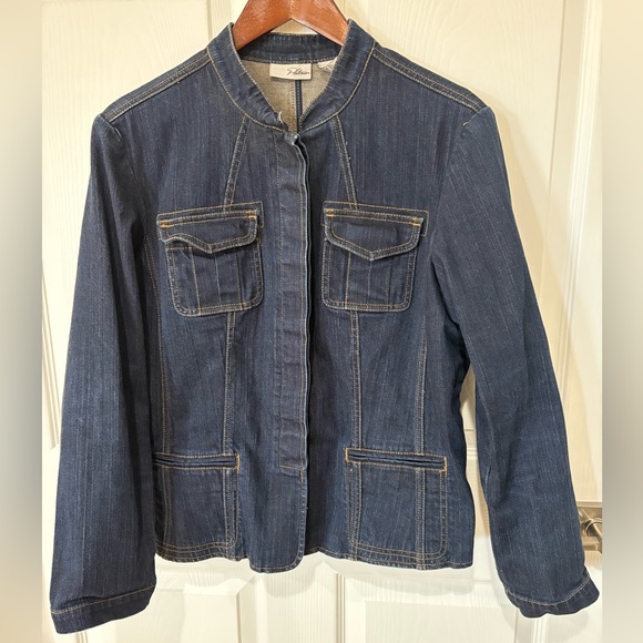 Chico’s Platinum Jackets & Blazers - Chico’s Platinum Denim Jacket – Size 2 – Dark Wash Stretch Denim